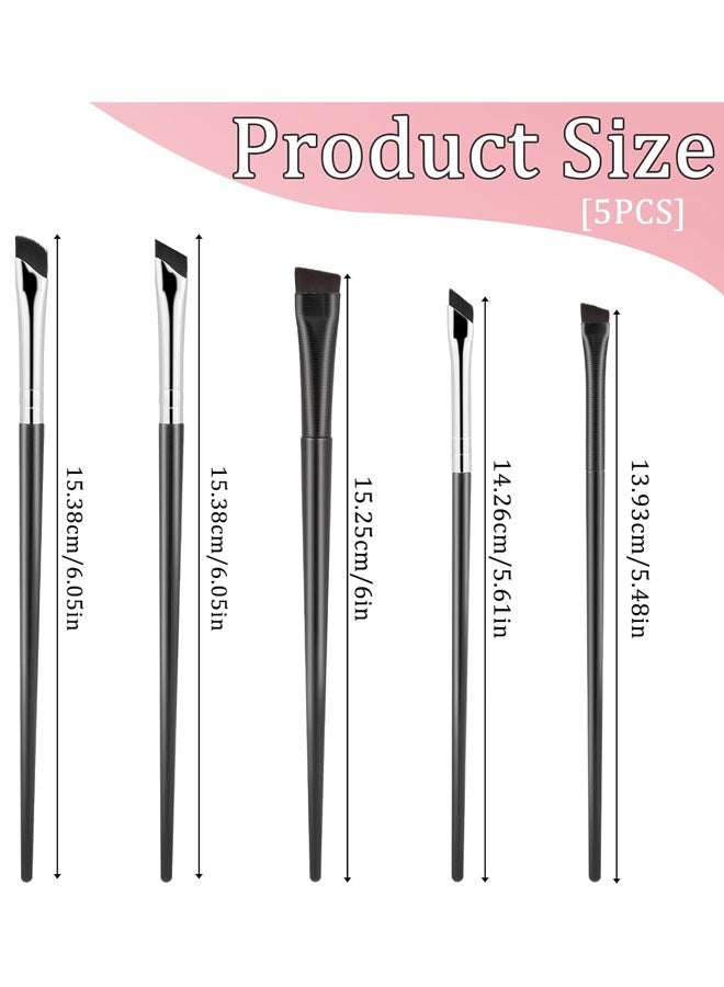 5 Pack Slanted Eyebrow Brush Eyeliner Brushes Angled Makeup Brush Fine Angled Eyebrow Concealer Brushes Ultra Thin Slanted Flat Angle Eye Makeup Brushes For Precision Makeup Application - Image 2